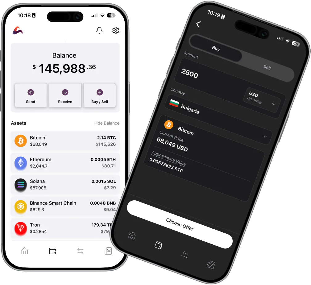 The Assetify wallet app running on phone and tablet